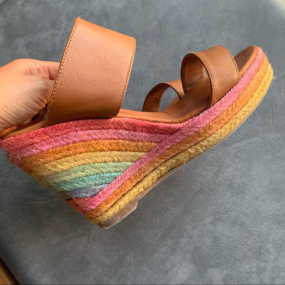KURT GEIGER RAINBOW WEDGE ESPADRILLE SANDAL 10